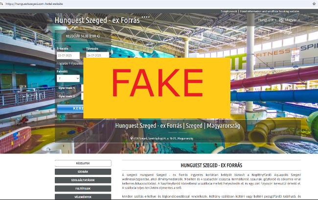 Csaló weboldalak élnek vissza a Hunguest Hotels nevével