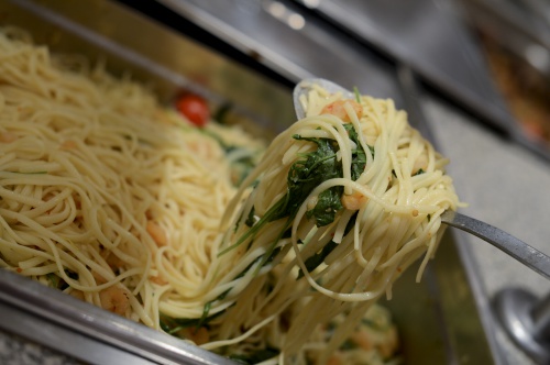 Buffet-style dinner in the restaurant