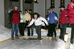 ice curling behind the hotel