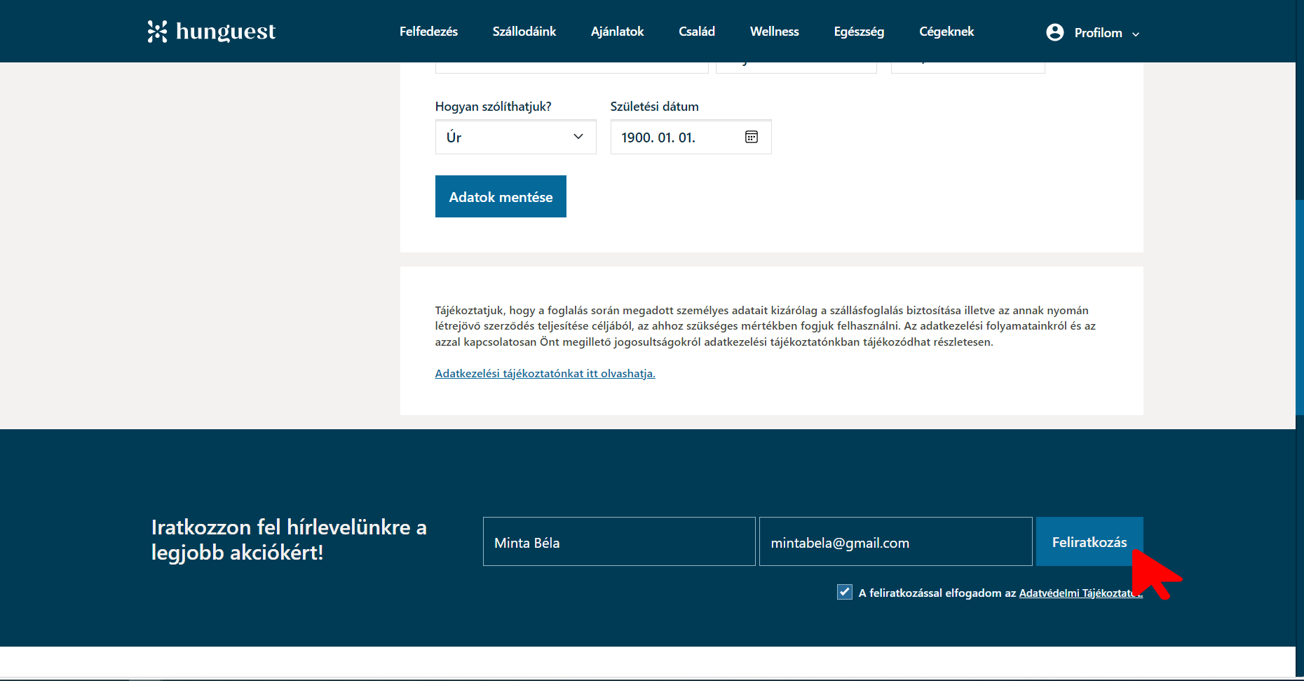 Hunguest Hotels Regisztráció